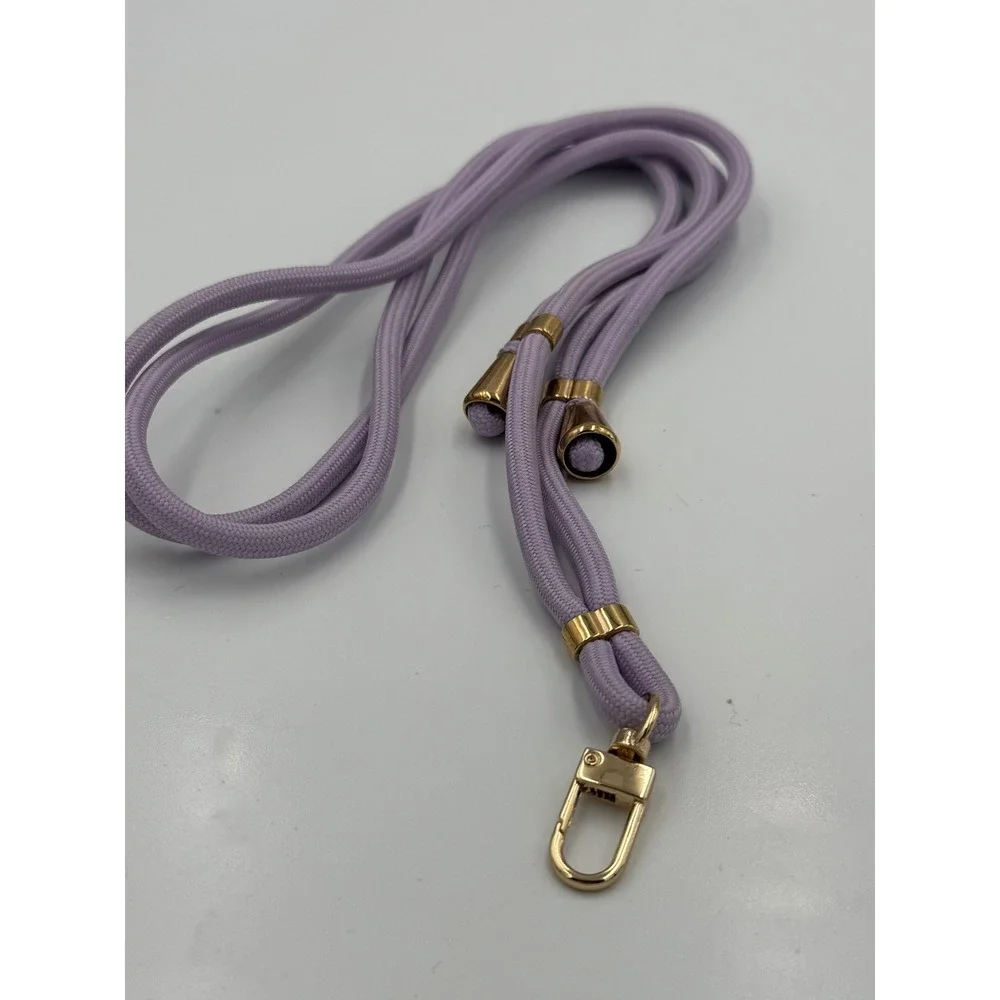 Lilac Purple Braided Crossbody Phone Lanyard Strap Gold Tone Hardware Adjustable